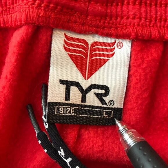 TYR Alliance Mens Pants Warm Ups Fleece Lined Pockets Red L - Picture 3 of 7